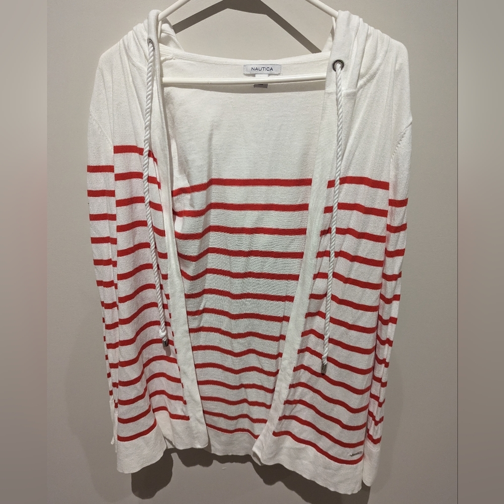 Nautica striped cardigan shrug with hood